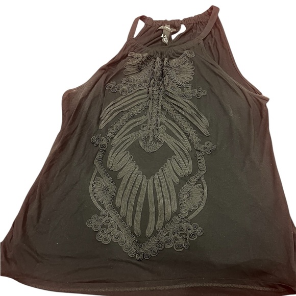 INC INTERNATIONAL CONCEPTS Black with black floral embroidery host pick - Picture 4 of 13